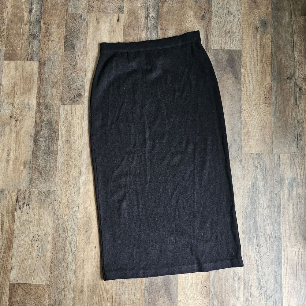 Vintage Liz Claiborne Black Wool Blend Midi Skirt Petite 90s Officecore Minimal